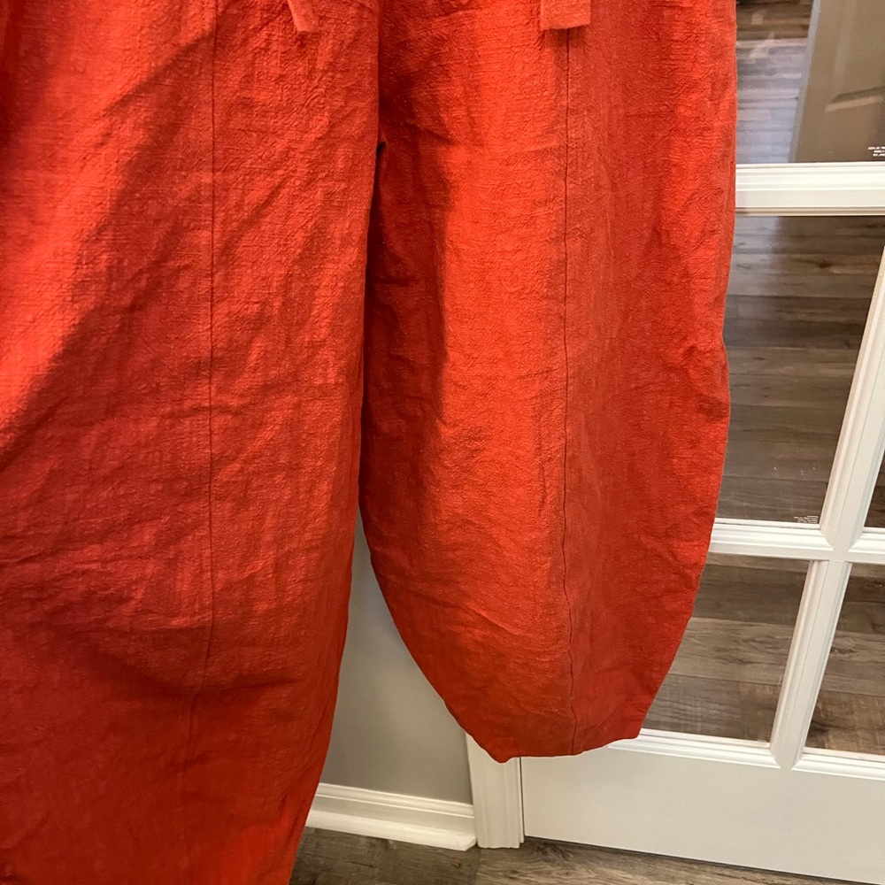 Xiaoliza handmade linen pants with suspenders, front pockets, barrel leg sz S - Picture 6 of 6